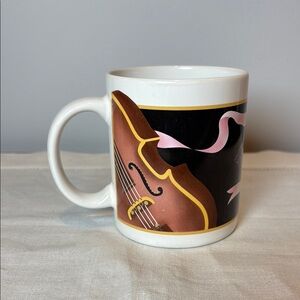 Vintage Angela Ackerman for Otagiri Mug Chello Violin Ballet Slippers Abstract